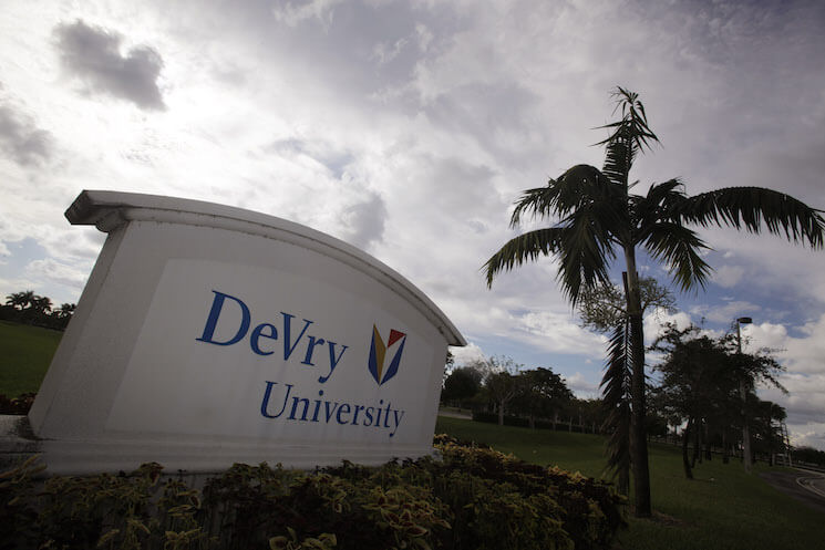 Photo of the for-profit DeVry University in Miramar, Fla. New research shows that default rates and debt burdens are rising among students at for-profit colleges.