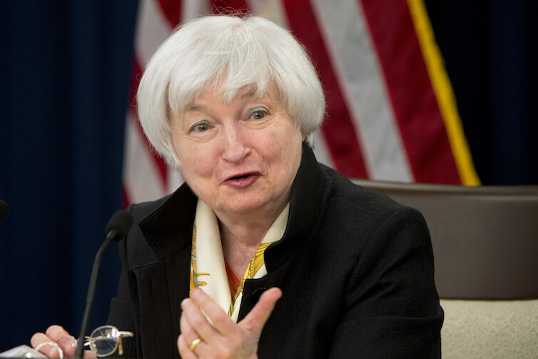 Federal Reserve Chair Janet Yellen answers a question during a news conference after the 2016 Federal Open Market Committee meeting in Washington in June 2016.