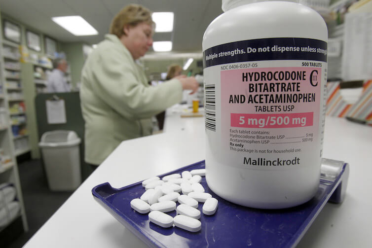 Hydrocodone pills, also known as Vicodin, are arranged for a photo at a pharmacy in Montpelier, Vt.   