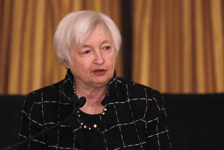 Federal Reserve Chair Janet Yellen addresses the Executives' Club of Chicago. 