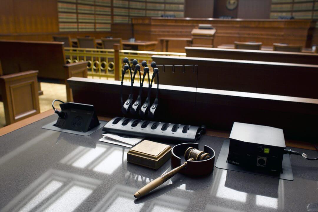 A gavel sits on a desk inside a court of appeals in Colorado, January 2013.