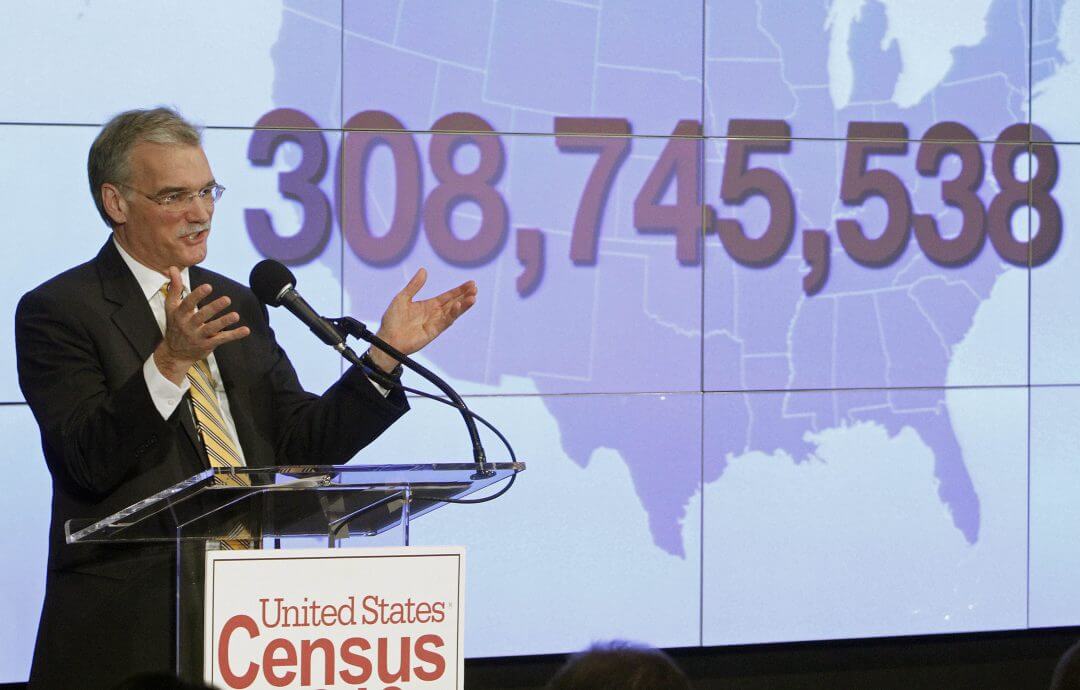 Former Census Bureau Director Robert Groves announces results for the 2010 U.S. census at the National Press Club, December 21, 2010, in Washington.