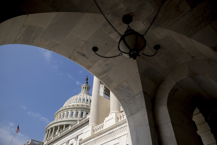 The Capitol Dome of the Capitol Building is visible in Washington, D.C. 