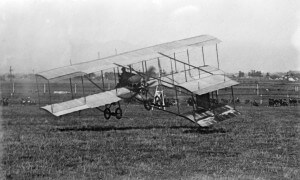 Farman III aeroplane flown by Louis Paulhan at the Dominguez International Air Meet, Los Angeles, January 10-20, 1910