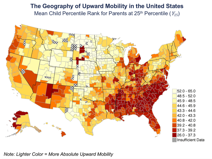 <em>Source: Raj Chetty and others, “Where is the Land of Opportunity? The Geography of Intergenerational Mobility in the United States” (2014).</em>