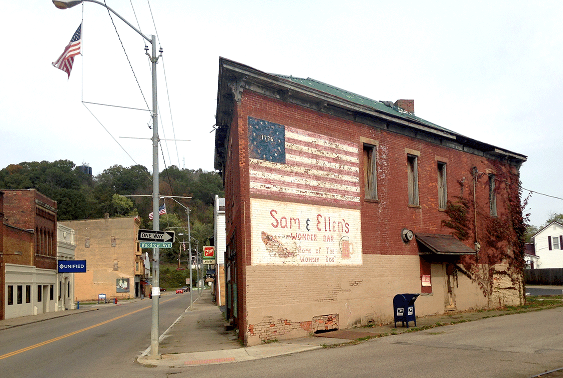 Glouster, Ohio, seen here on Oct. 22, 2017, has seen better days but is still standing.