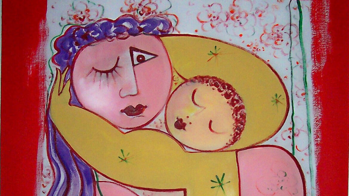 The photo above is a partial representation of Mother with child—an oil on canvas work by Emilia Bayer, 2008.