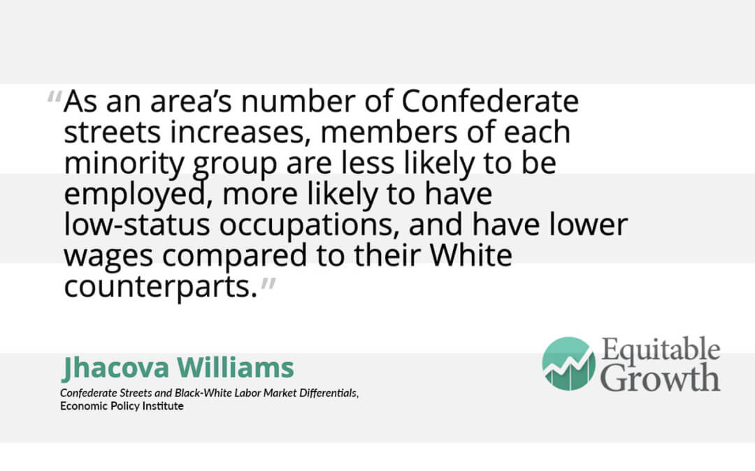 Quote from Jhacova Williams on Confederate street names and minority employment and wages