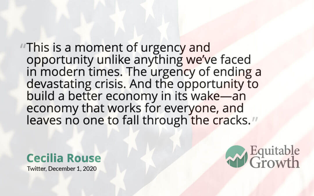 Quote from Cecilia Rouse on the pandemic being urgent and a time for opportunity