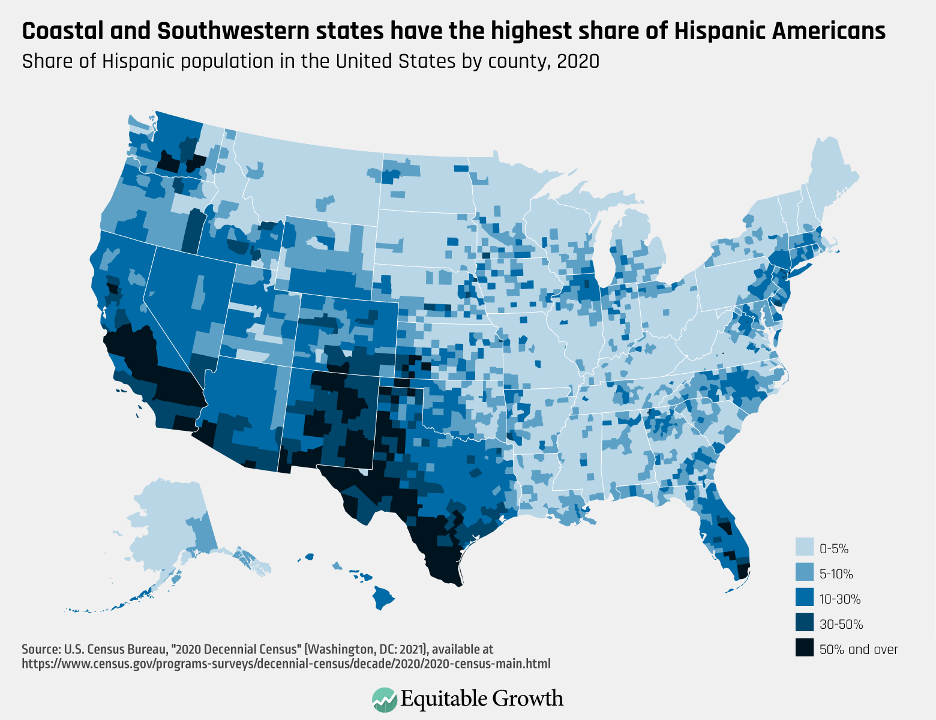 Share of Hispanic population in the United States by country, 2020