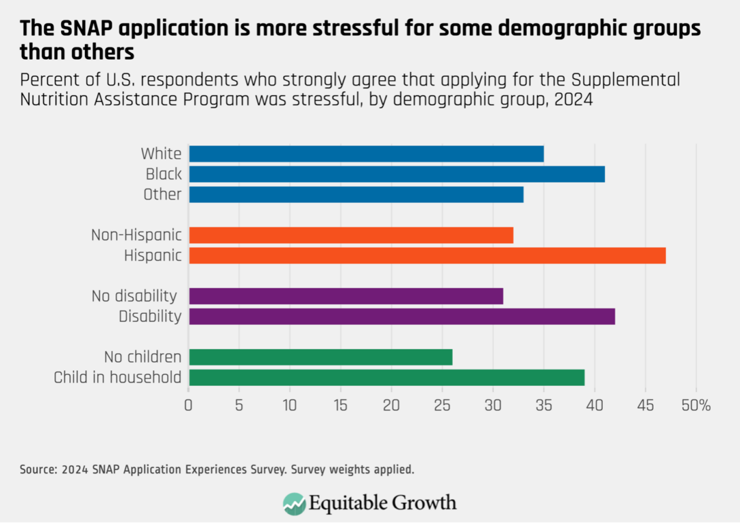 Percent of U.S. respondents who strongly agree that applying for the Supplemental Nutrition Assistance Program was stressful, by demographic group, 2024