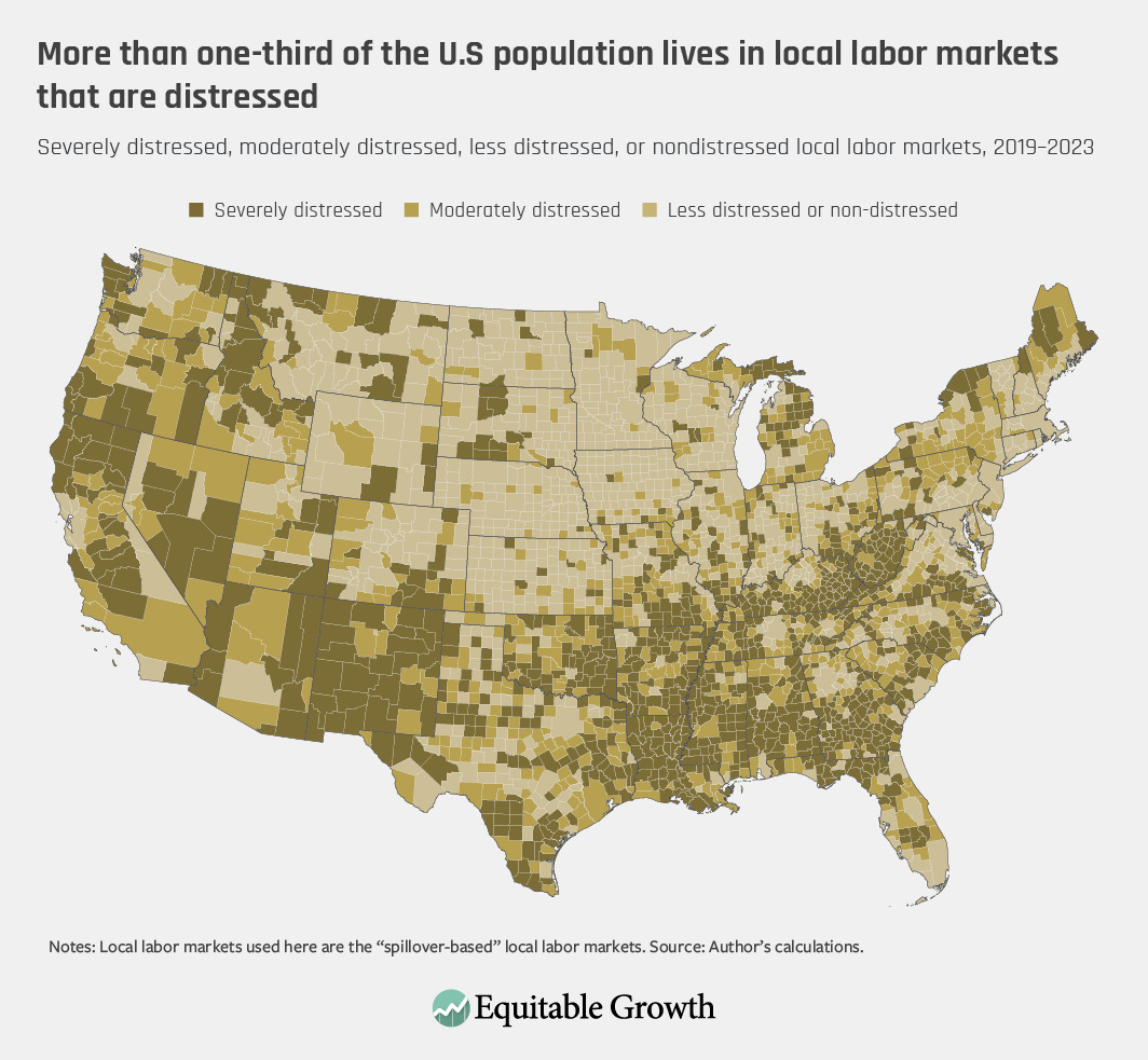 Severely distressed, moderately distressed, less distressed, or nondistressed local labor markets, 2019–2023
