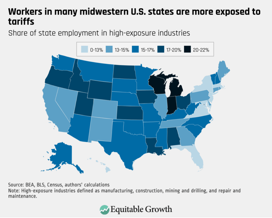 Share of state employment in high-exposure industries